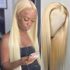 Блонд человеческие волосы парики предварительно сорванные бразильские волосы Remy 13x1 T часть парик 613 прямые парики шнурка для черных женщин
