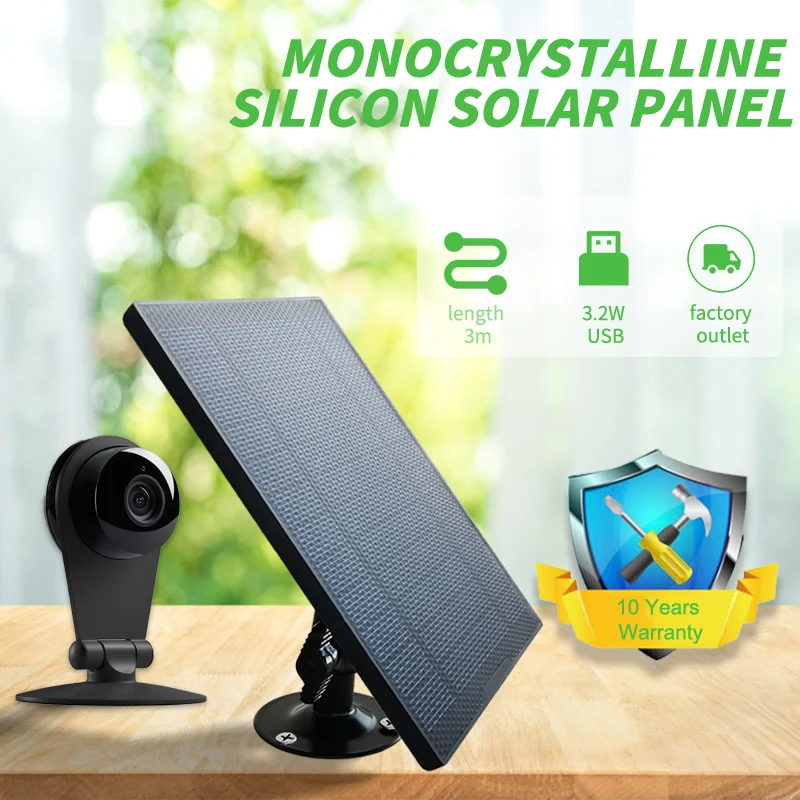 Solar expansion panel 6V 3.2W USB Port Home Monitoring Doorbell Charging Panel Solar Charger 360 Degree Rotation Adjustable