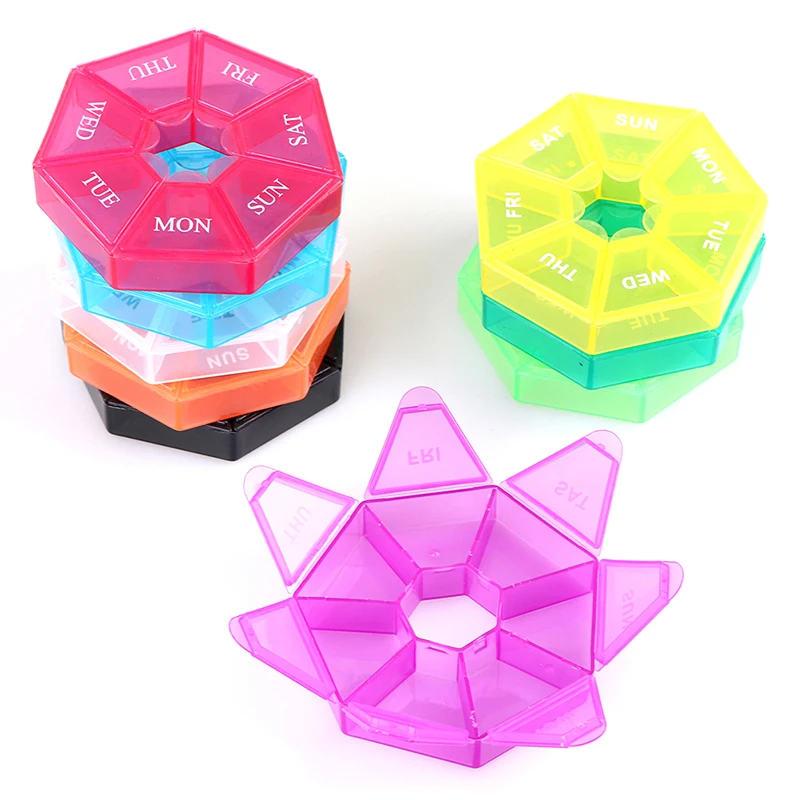 

Pill Storage Box Plastic 7 Day Tablet Candy Box Portable Storage Tablet Holder Travel Organizer Pill Dispenser Container Case