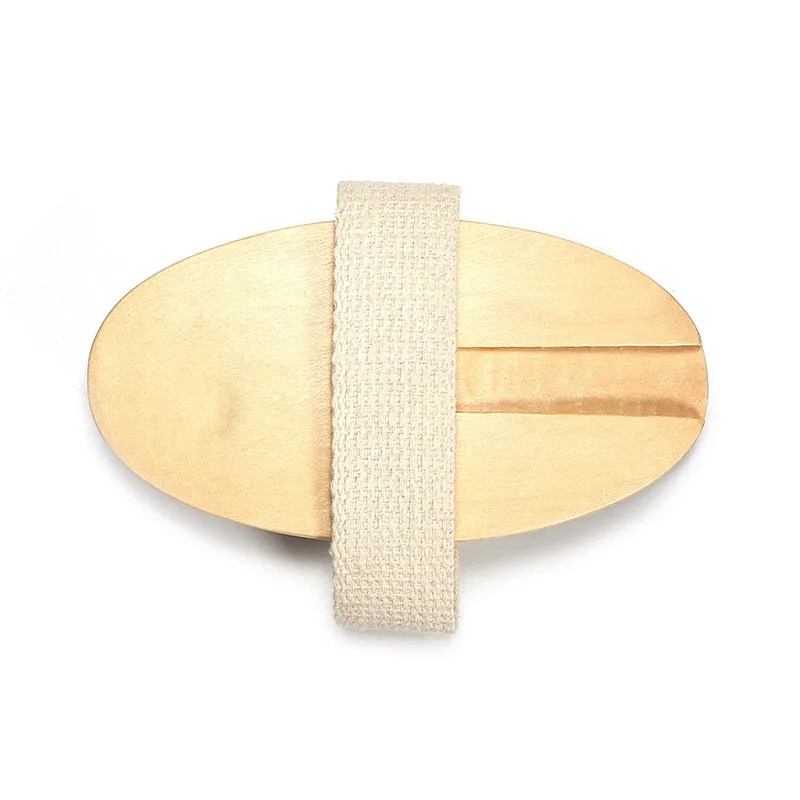 

2 in 1 Body Bath Massage Brush Soft Bristle Oval Wooden Shower Brush with Grip Strap EY669