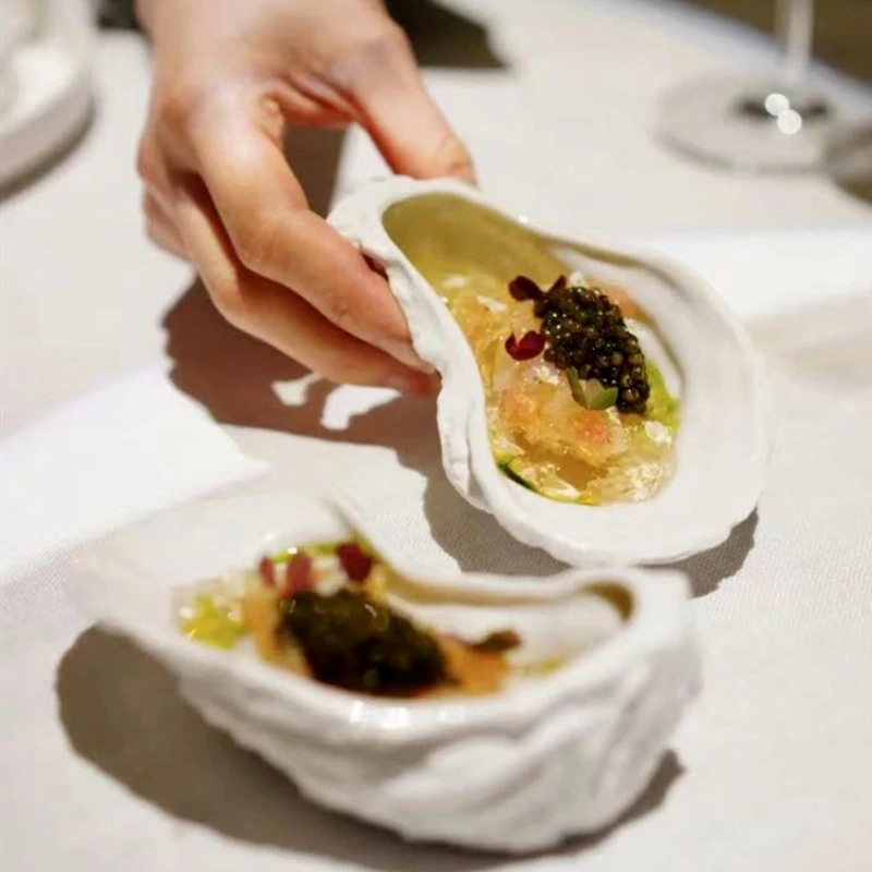 Необычная керамическая тарелка в форме устрицы обеденная десертные тарелки