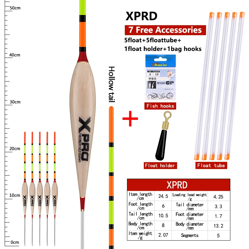 

5pcs/lot Balsa Wood Fishing Floats+5 Buoy Tubes+1 Bag Hooks+1 Float Holder Hollow Tail Bobber Fishing Floats Tools Tackle