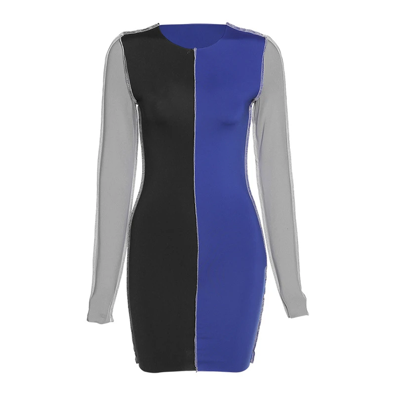 

Fall Long Sleeve Women Patchwork Autumn Sexy Slim Red Dress Package Hip High Waist Bodycon Tunic Female Elegant Party Dresses