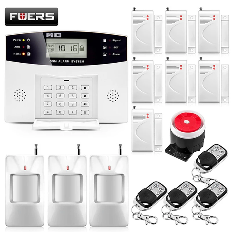 

Беспроводная сигнализация для дома, металлический пульт дистанционного управления, голосовые подсказки, датчик двери, ЖК-дисплей, комплект...