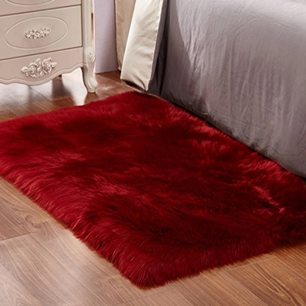 Мягкие пушистые меховые коврики из овчины скандинавский Красный центр ковер для