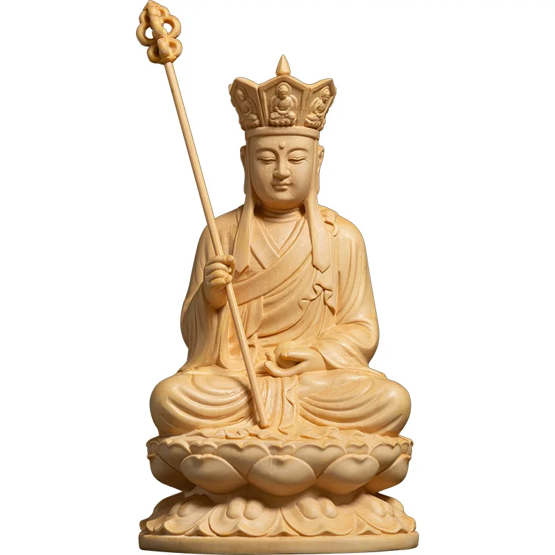 10/13 см Ksitigarbha деревянная скульптура Dizang Bodhisattva гостиная Boxwood статуя Будды фэн шуй