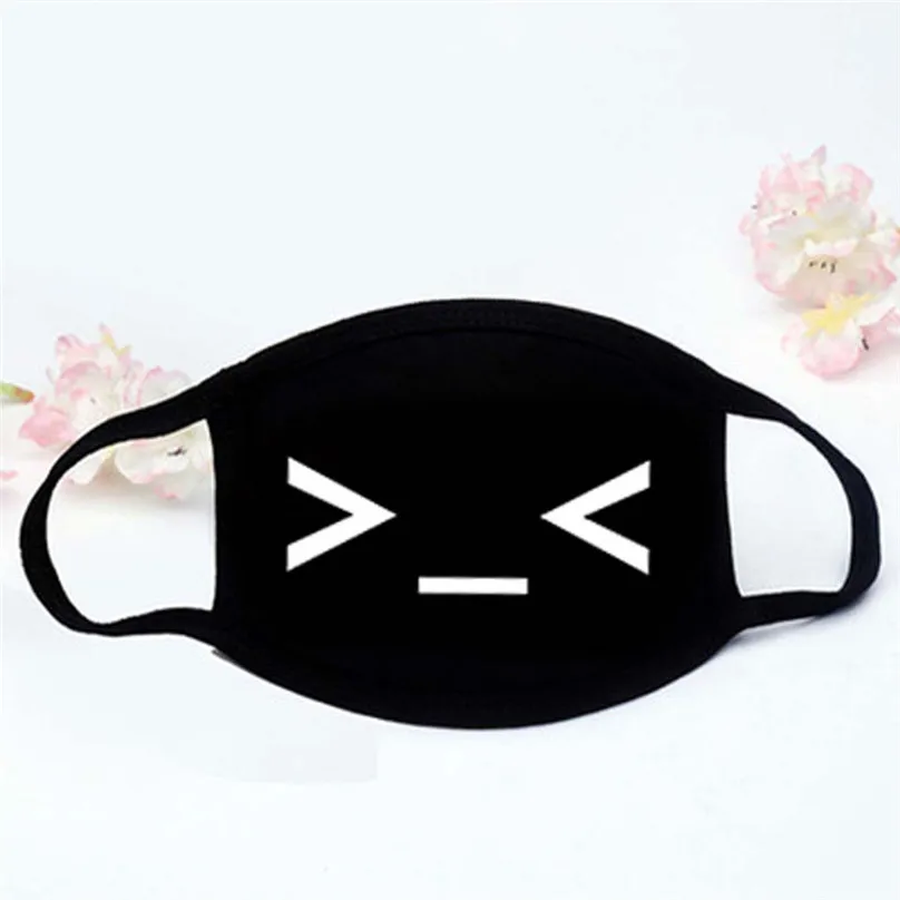 Милые Черные унисекс для женщин и мужчин маска лица Хлопок Аниме Маска рта Анти