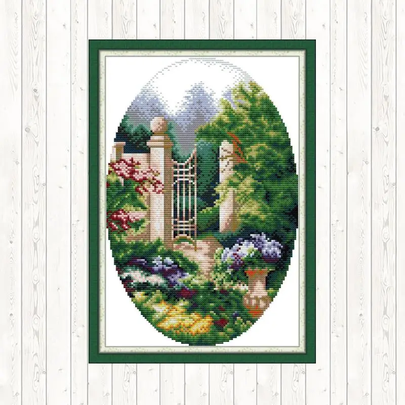 

Garden Corner 5 Counted Cross Stitch Kits Printed Fabric 14ct 11ct Aida Canvas Cross-stitch Embroidery Thread Set Needlework Kit
