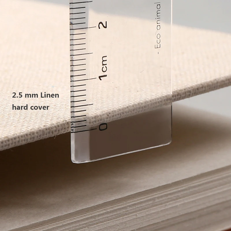 

Super thick notebook Retro linen hardcover, 120 pages 160 GSM, Professional painting, Replacable refill