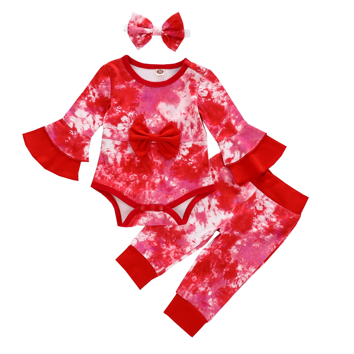 Комплект одежды для малышей из 3 предметов топ с расклешенными рукавами штаны