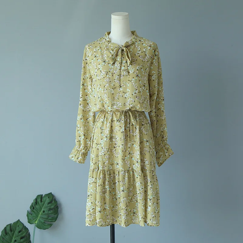 Новинка 2019 темпераментное женское шифоновое приталенное платье со стоячим