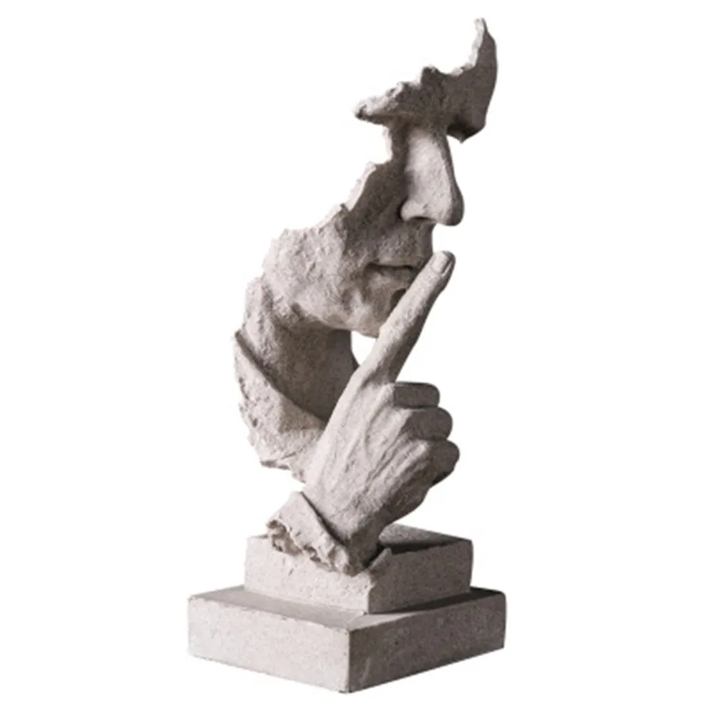 

Silence Is The Golden Figure Abstract Crafts Creative Nordic Sculpture Decoration Retro Office Living Room Decorations