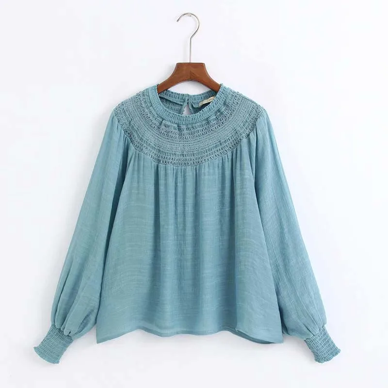 Женская короткая блузка с принтом желтого цвета v-образный вырез длинный рукав