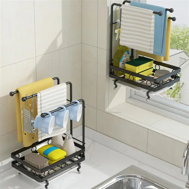 

3 вешалки для полотенец, настенный держатель для сушки посуды без сверл, держатель для слива посуды, кронштейн для хранения посуды для дома и...