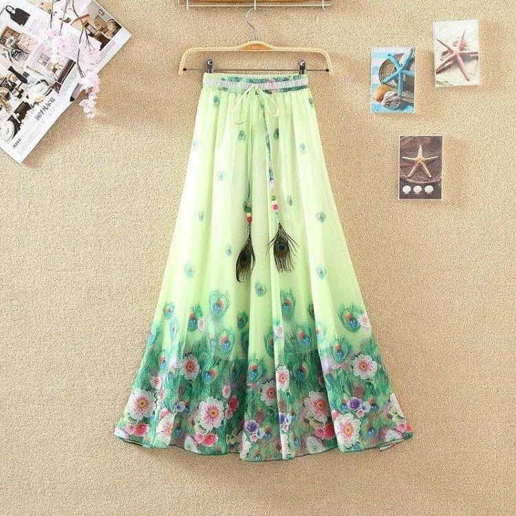 Style Eight Модные женские макси юбки Повседневные Элегантные Saia Longa шифоновые богемные винтажные летние женские длинные юбки цветок Этническая одежда - Цвет: Style Eight