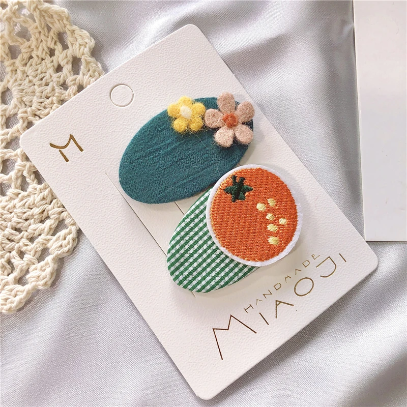 M MISM новые милые Мультяшные тканевые заколки для волос цветок фрукты заколки для волос с фигурками животных многоцветный винтажный Сельский стиль аксессуары для волос