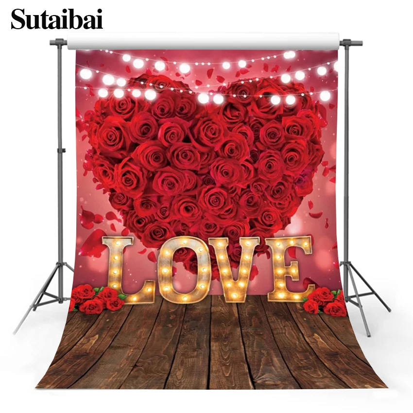 

День Святого Валентина деревянная доска фотография Фон Любовь Сердце розы взрослые свадебный портрет фотосессия индивидуальный Фон фотог...