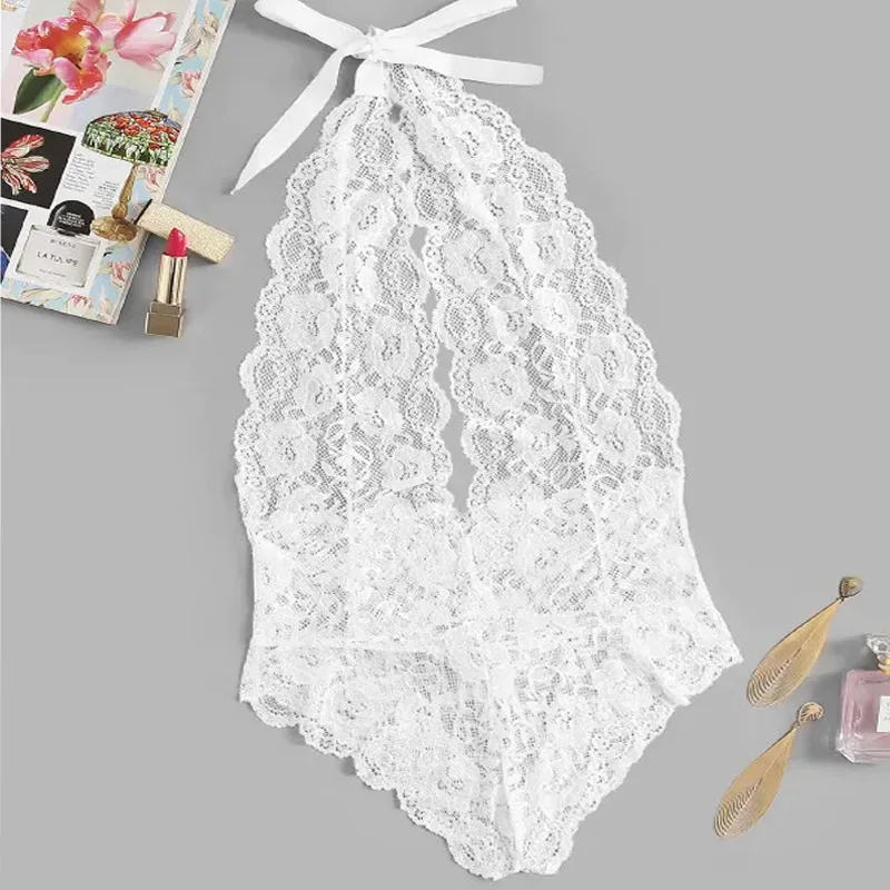 

adult Erotic lingerie Lace Deep V within Temptation Breast wrap Sling printing Siamese pajamas Female