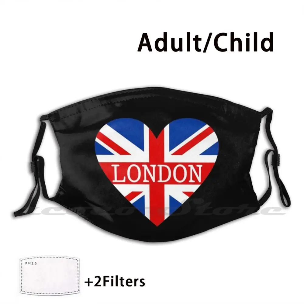 

London Mask DIY Washable Filter Pm2.5 Mouth Trending London Love Patriotic Uk United Kingdom Great Britain England Union Flag