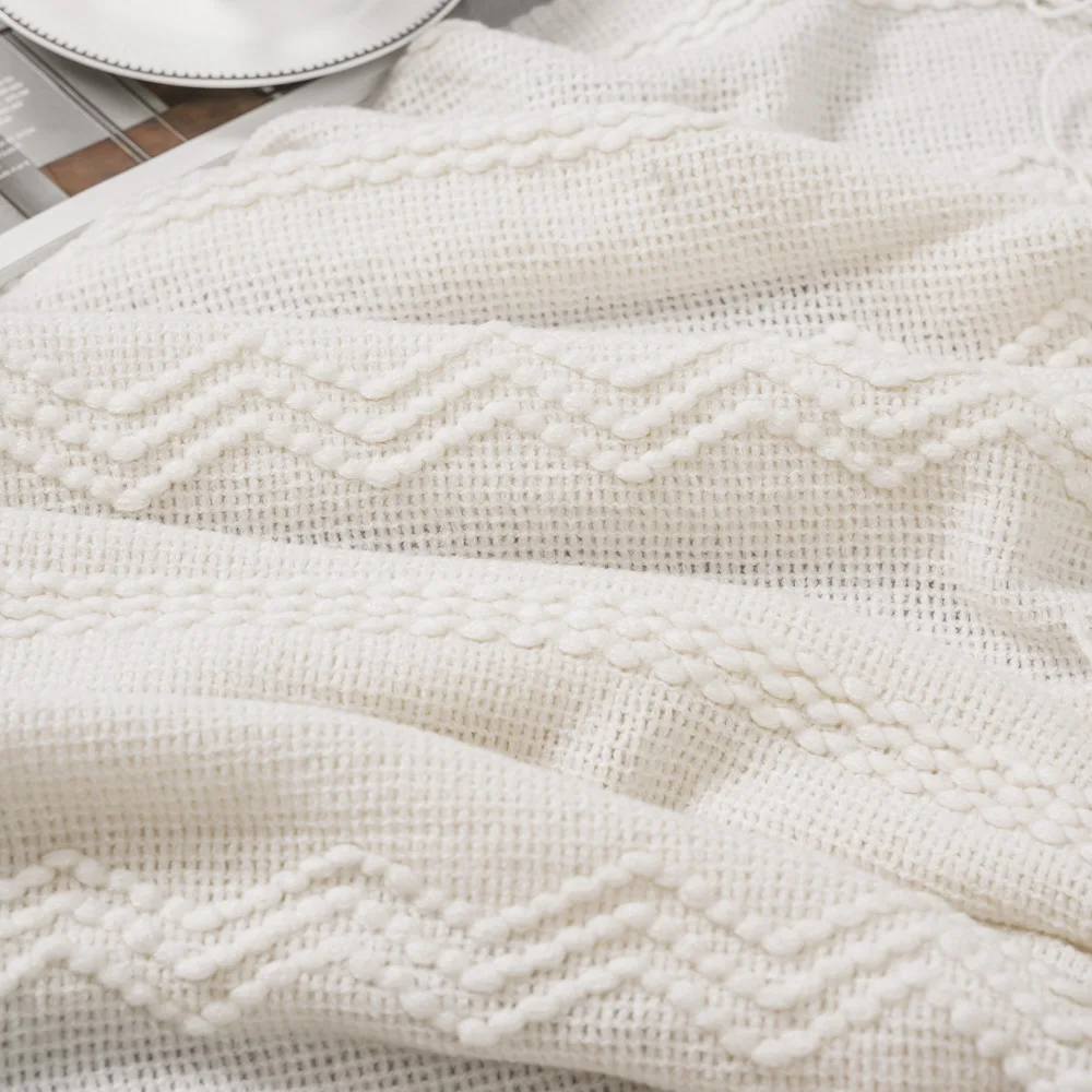 Battilo замысловатое плетеное одеяло с приподнятыми узорами и кисточками 127x152cm|blanket