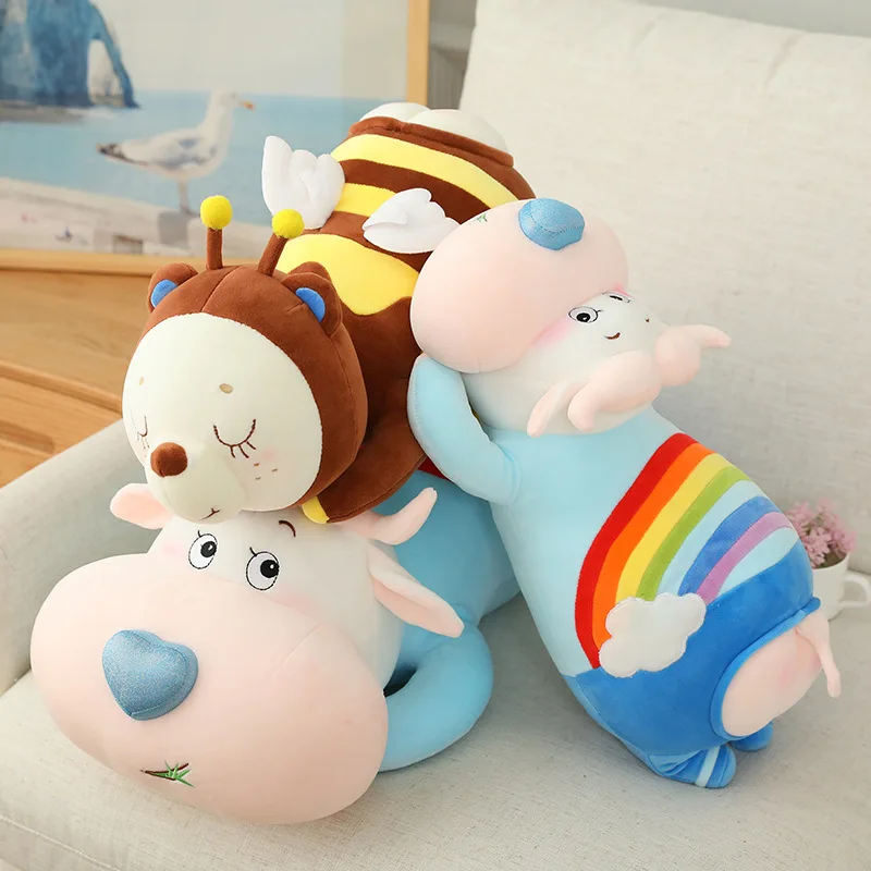 

Soft Lying Position Rainbow Cow Bee Plush Toy Plush Pillow Cushion Girl Gift Children Toy Christmas Gift Home Decoration