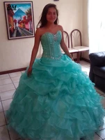 2019 mint green stock quinceanera dresses ball gown beading sweet 16 dresses formal prom party gown vestido de 15 anos bm186