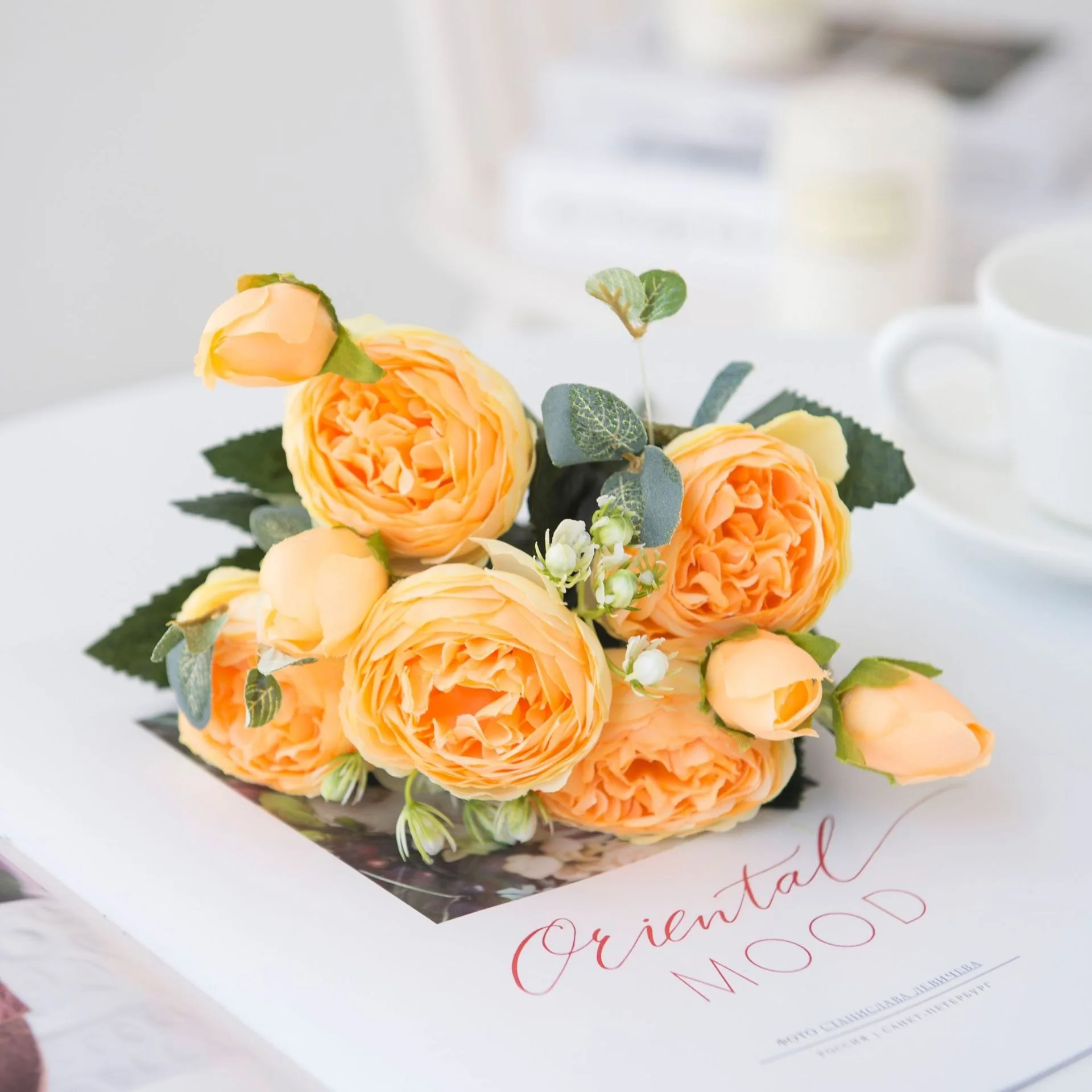 

New DIY Artificial Flowers Wedding Party Flowers For Bride Hand Silk Blooming Peony Fake Faux Home Desktop Decoration Indoor