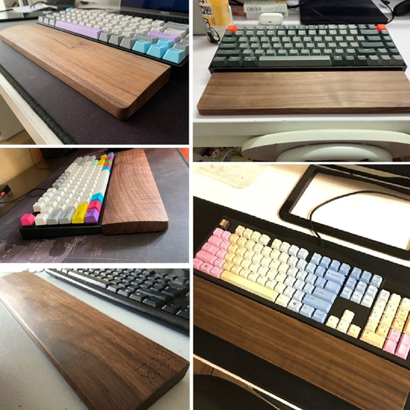

Support 61 87 104 Keys Hand Pad Walnut Wooden Mechanical Keyboard Wrist Rest with Anti-Slip Mat Ergonomic Gaming Desk Wrist Pad