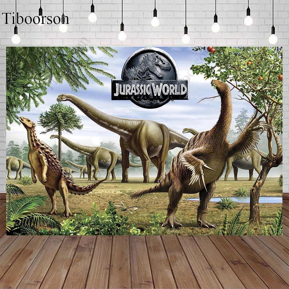 

Студийный фон для фотосъемки с изображением примитивных джунглей Мира Юрского периода для детского дня рождения