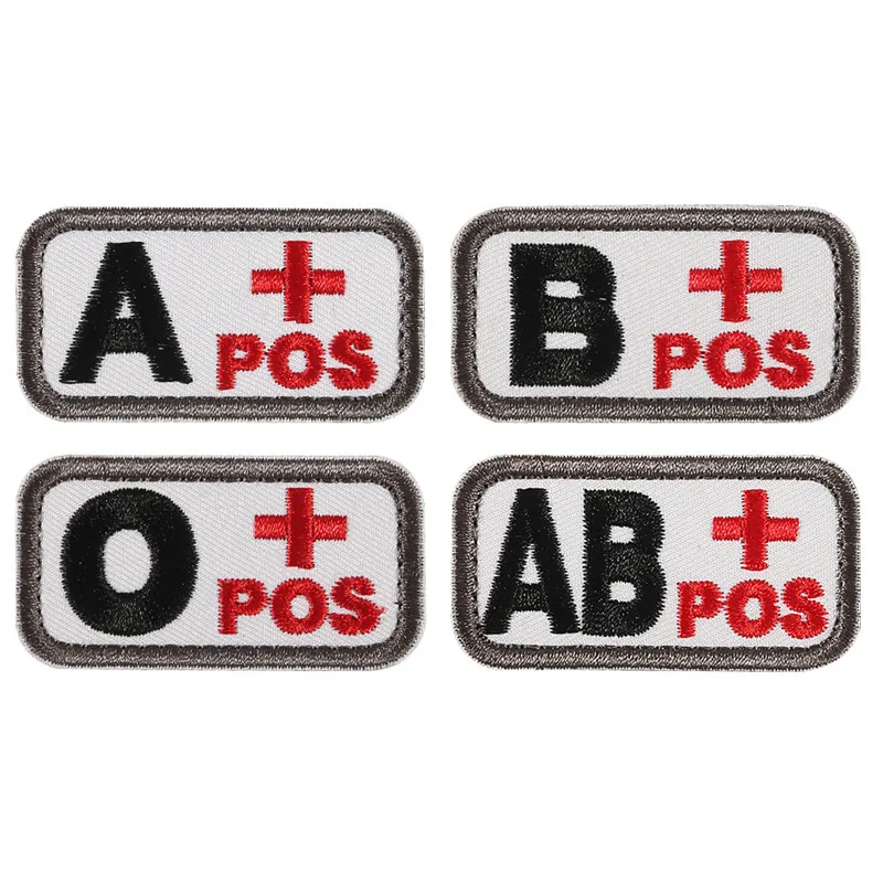 3D вышивка нашивка с группой крови глава + B AB O спереди POS A-B-AB-O отрицательный ОТР