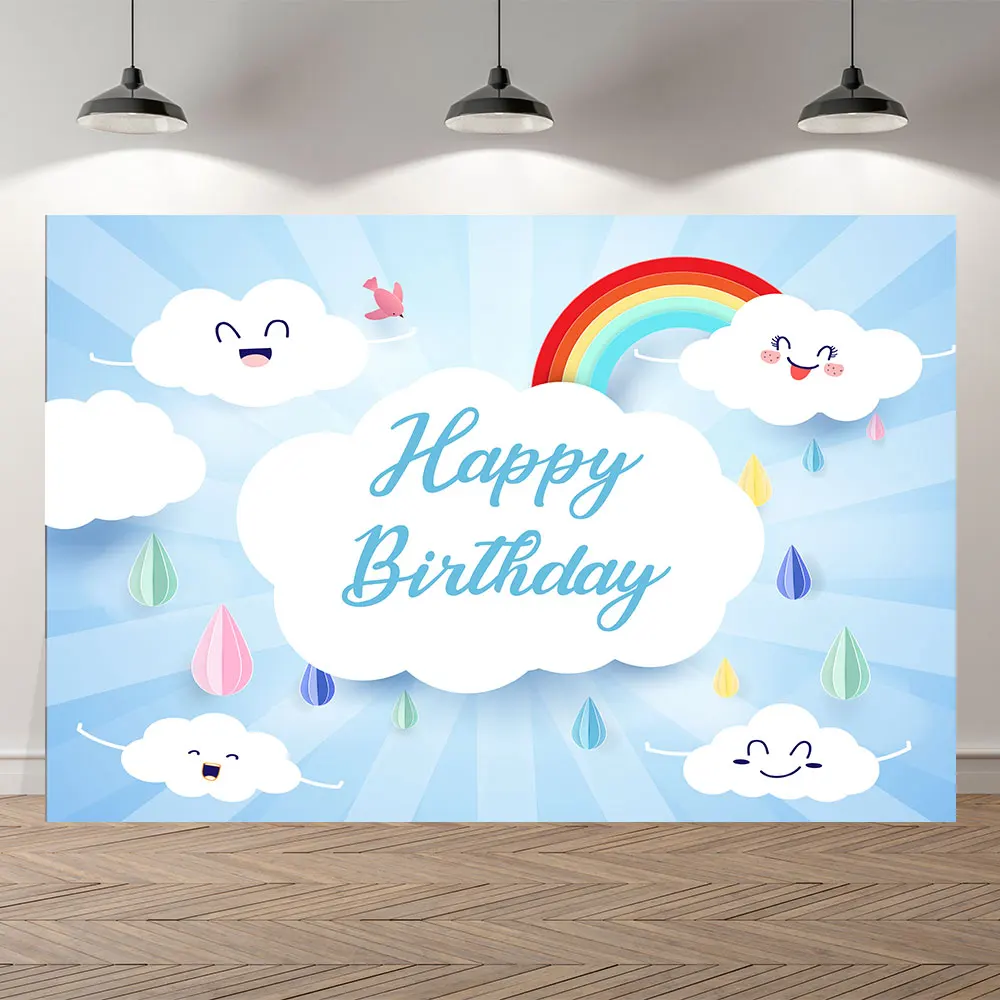 

SeekproBackground cartoon lovely cloud hot air balloon happy birthday baby shower Portrait wedding Backdrops for Photography