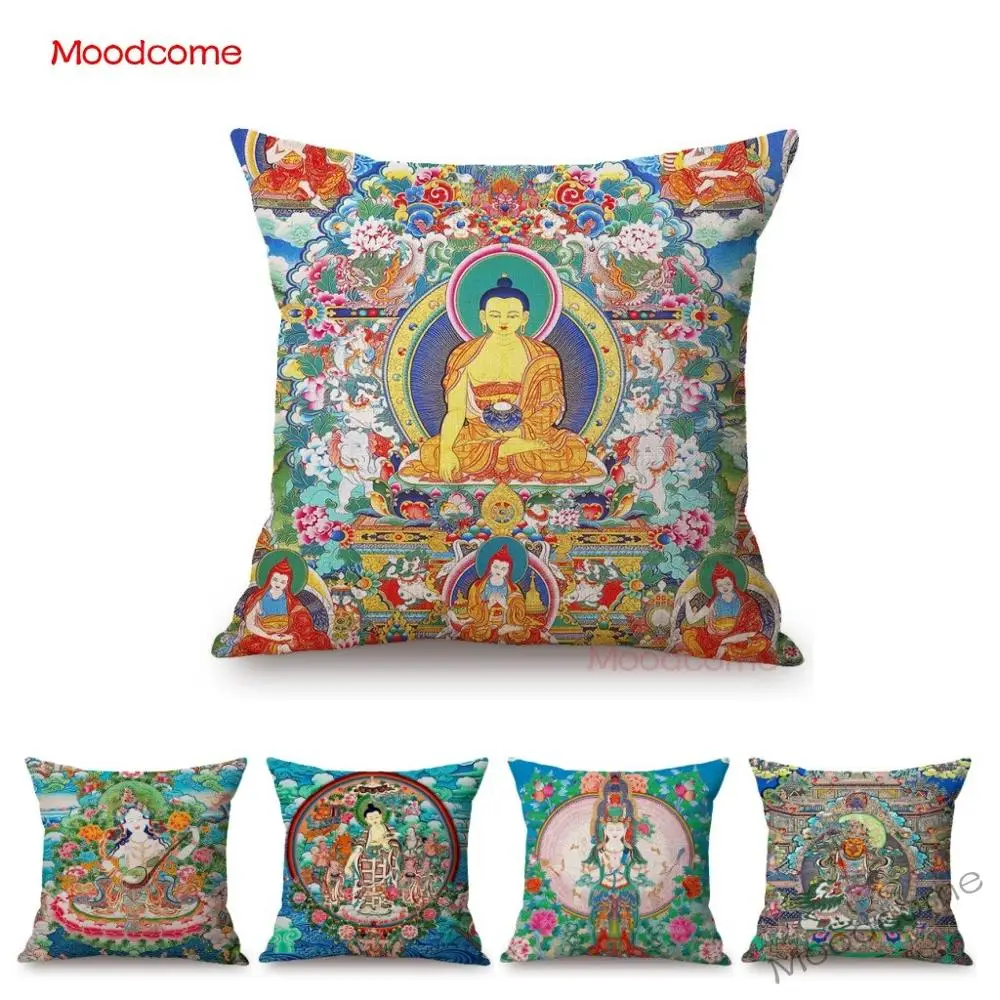 Красочный синий буддизм искусство Бодхисаттва Богатство Бог сакамуни танка