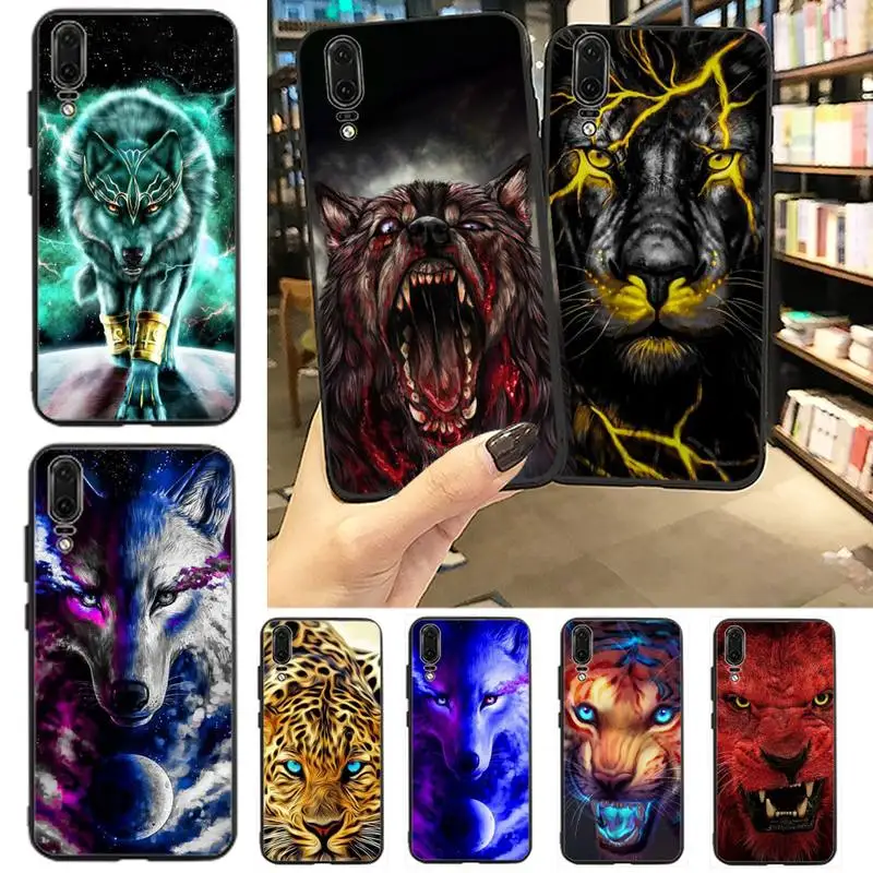 Мягкий чехол для телефона с изображением животного льва тигра Huawei P9 P10 P20 P30 Pro Lite