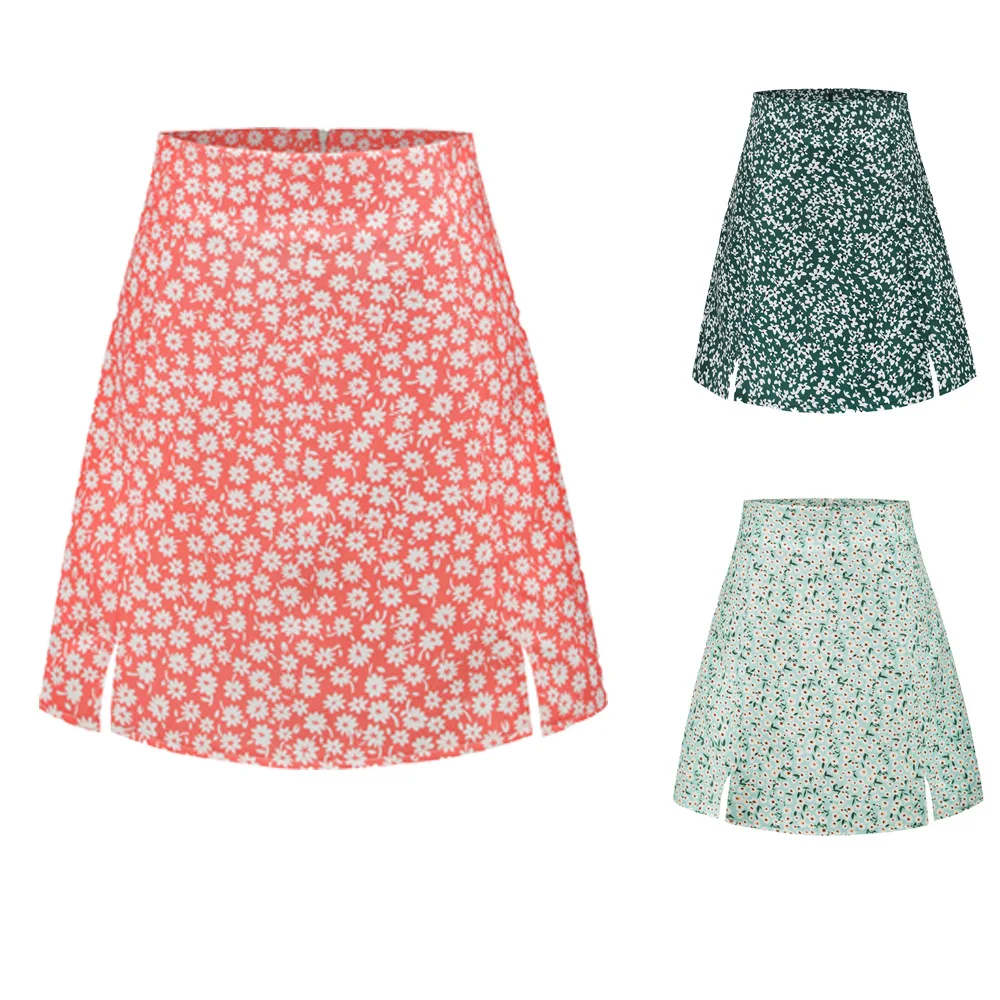 

Summer Women's Popular Skirt European and American Mini Women's Dress Summer New Small Broken Flower High Waist A-shaped Skirt