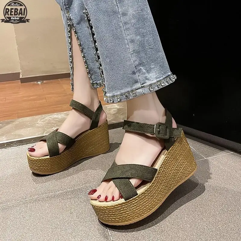 

Wedges Sandals Women Summer Fashion Casual Wedge Open Toe Platforms Peep Sandals High Heel Shoes Drop Shipping Heel Sandals34-43