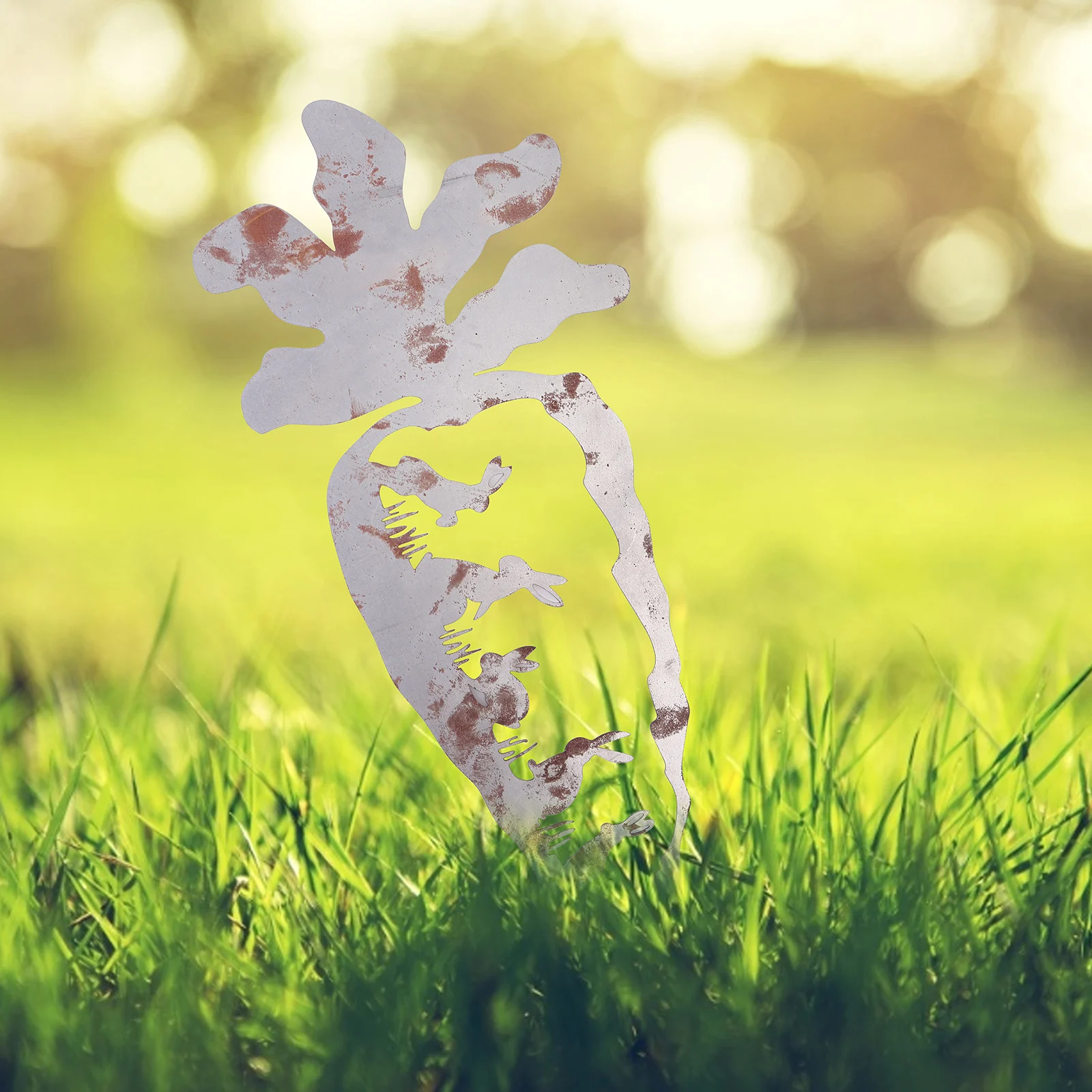 

Carrot Bunny Yard Art Garden Stakes Backyard metal Stakes Iron-colored Yard Decor Garden Decoration Outdoor Garden Ornaments