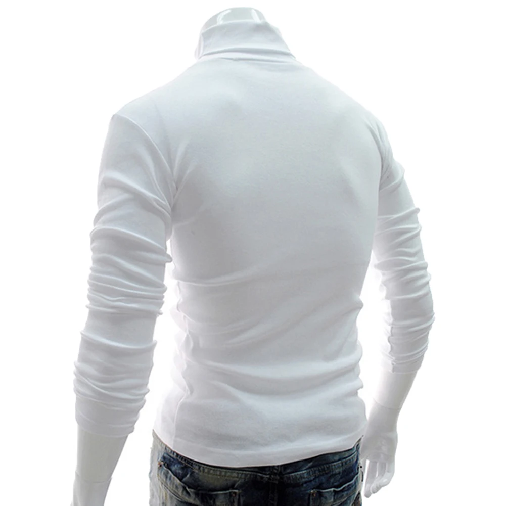 Мужской модный однотонный свитер с длинным рукавом и высоким воротом S образный