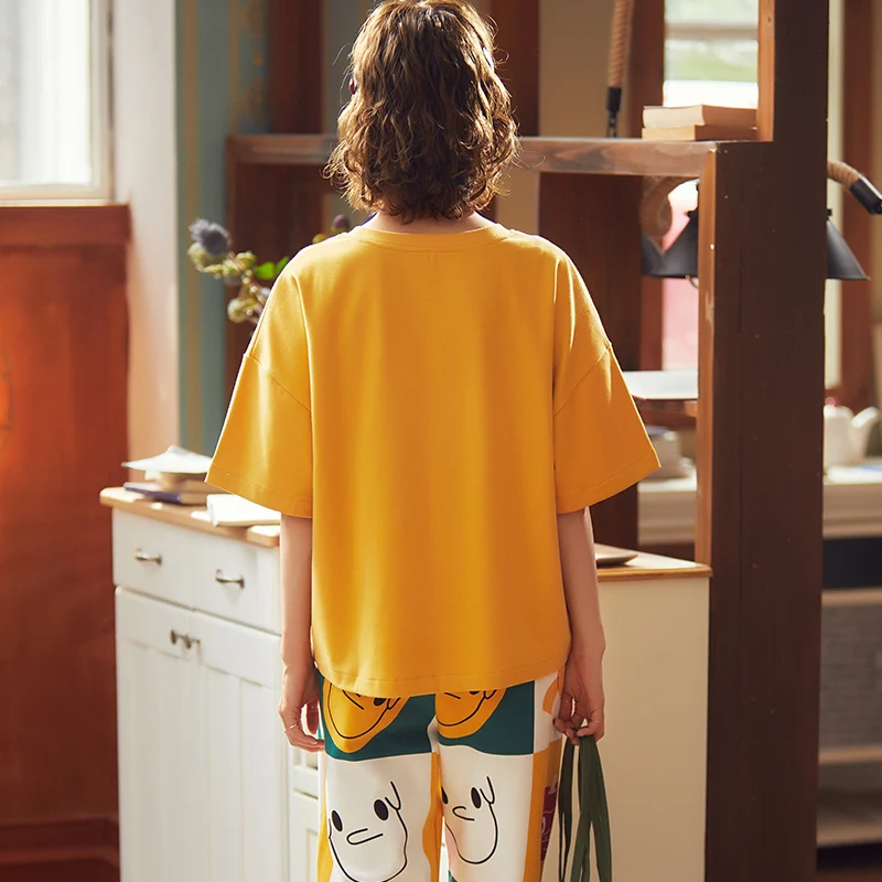 Летняя пижама для девочек хлопковая мягкая и удобная большая футболка с коротким