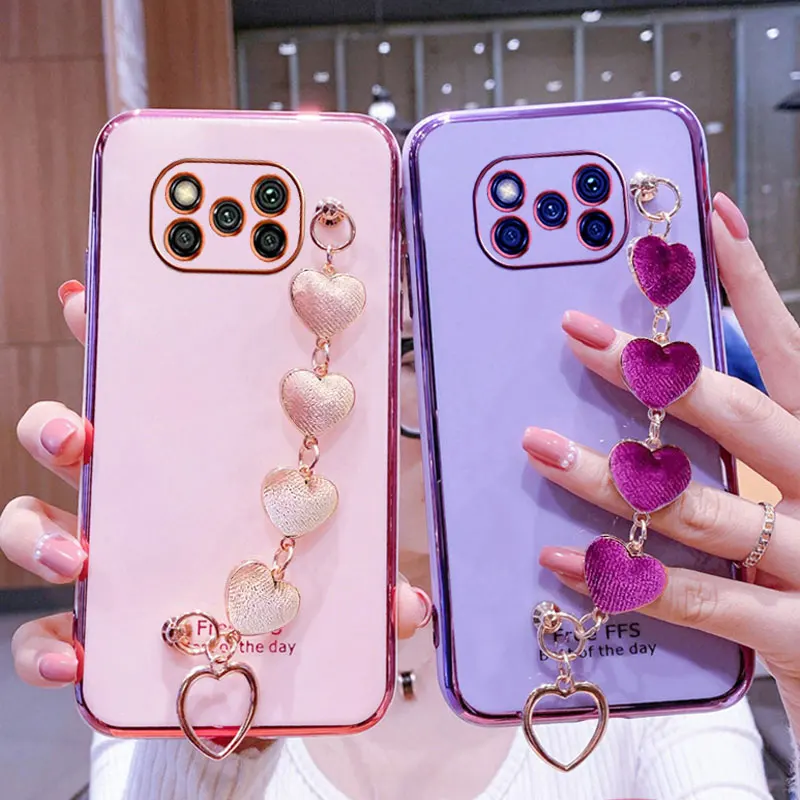 

Роскошный чехол с браслетом и цепочкой для телефона Xiaomi POCO X3 pro NFC X2 F3 F2 M3 pro Mi9 T Mi8 Lite, чехол для Redmi 9 T 9C 10, мягкий чехол