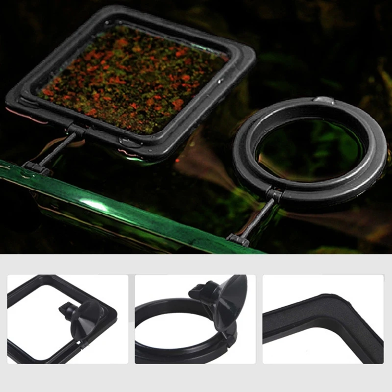 2 Pcs Aquarium Fish Feeding Ring Tank Floating Food Feeders Suction Cup | Дом и сад