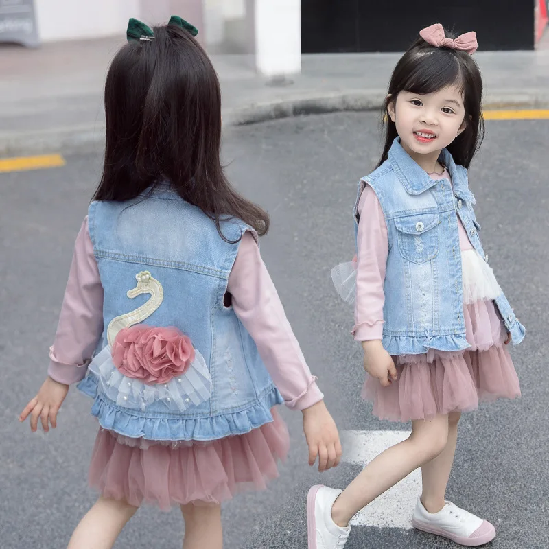 

Baby Girl Clothes Spring Autumn 1-6 Years Children's Outwear Clothing Female Child Kids Baby Girl Glitter Butterfly Denim Vest