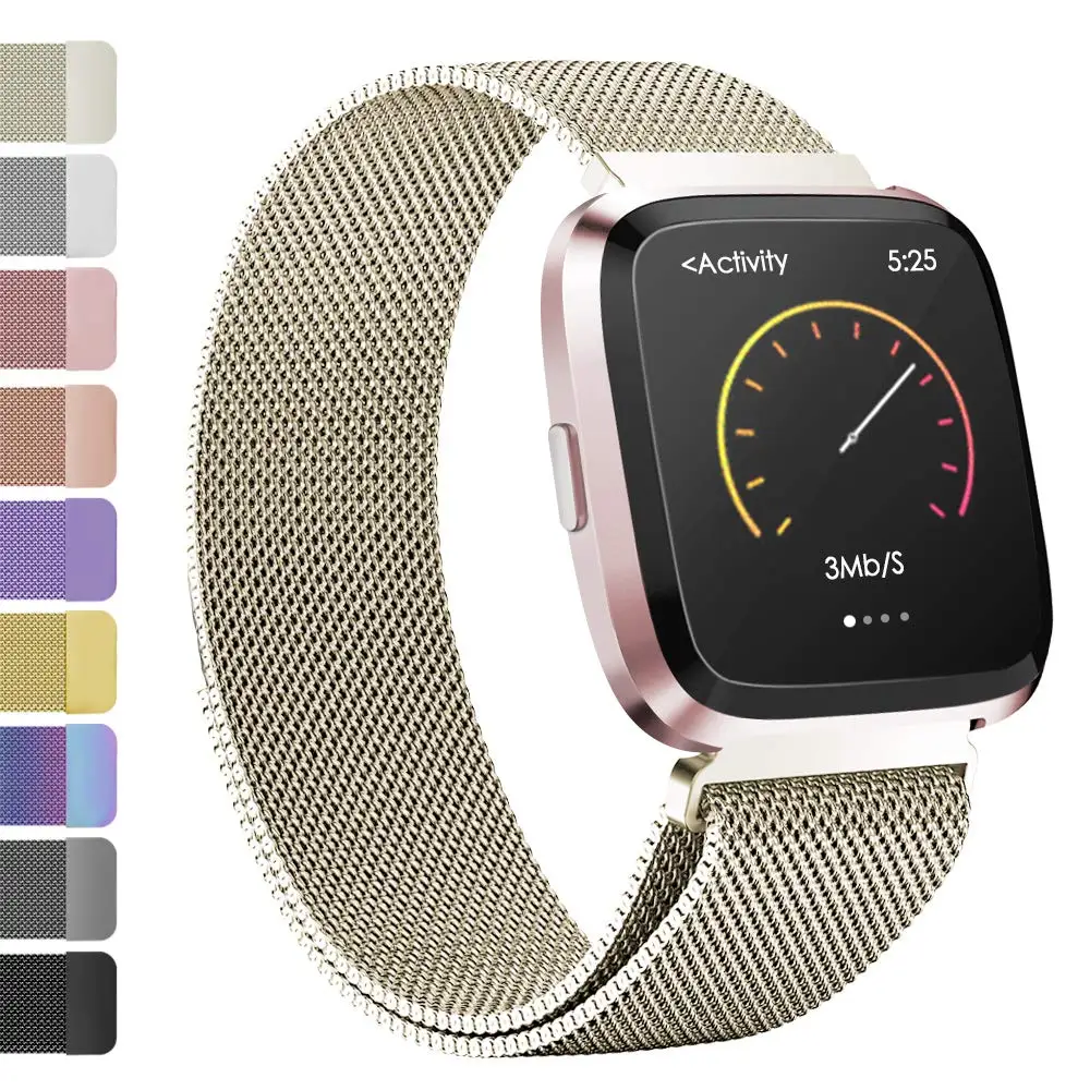 Vintage Gold Ремешок металлический браслет из нержавеющей стали для Fitbit Versa ремешок на запястье Миланский Магнитный Браслет fit bit Lite Verse 2 Band аксессуары - Цвет: Vintage Gold