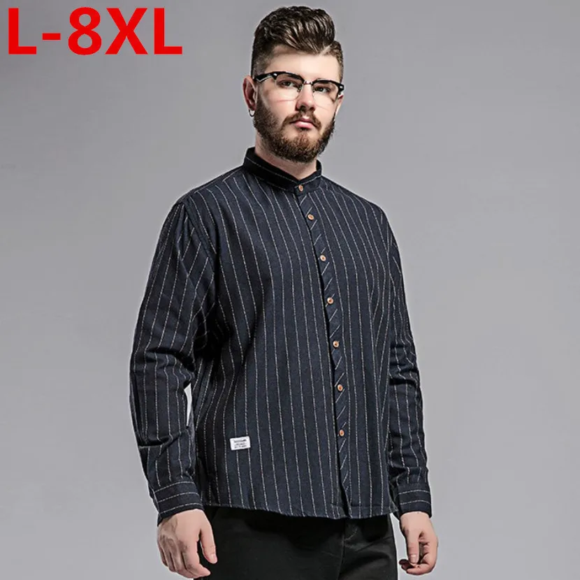 Мужские повседневные рубашки размера плюс 8XL 7XL 6XL хлопковая льняная брендовая