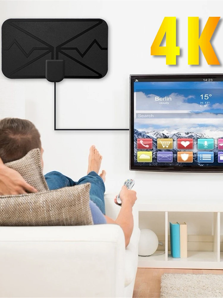 4K цифровая антенна ТВ в помещении с усилителем сигнала 3600 миль DVB-T2 HD Цифровая TV PC