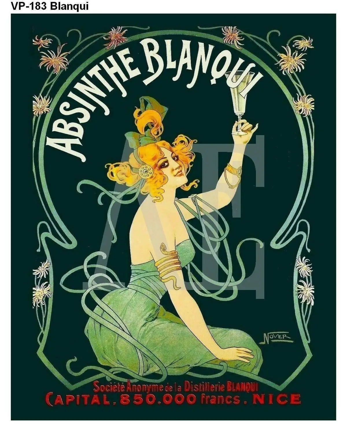 

Absinthe Blanqui Nouveau Lady in Green Dress Wall Sticker Silk Poster Art Light Canvas Home Decoration