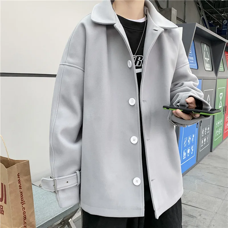 Шерстяная Одежда мужское однобортное шерстяное пальто с длинным рукавом и