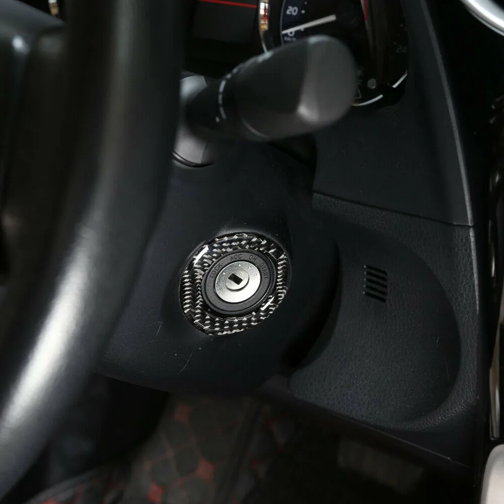 

Black Button Ring For Toyota Corolla 2014-2018 Carbon Fiber Cover Decoration High Temperature Resistance Waterproof