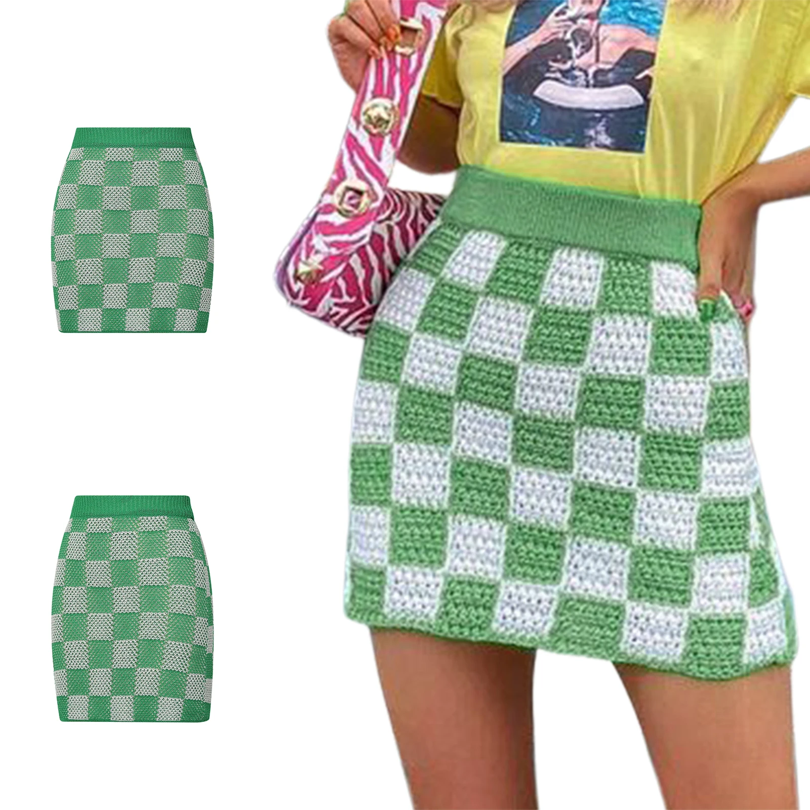 Фото Новое поступление модная женская Повседневная трапециевидная юбка зеленая