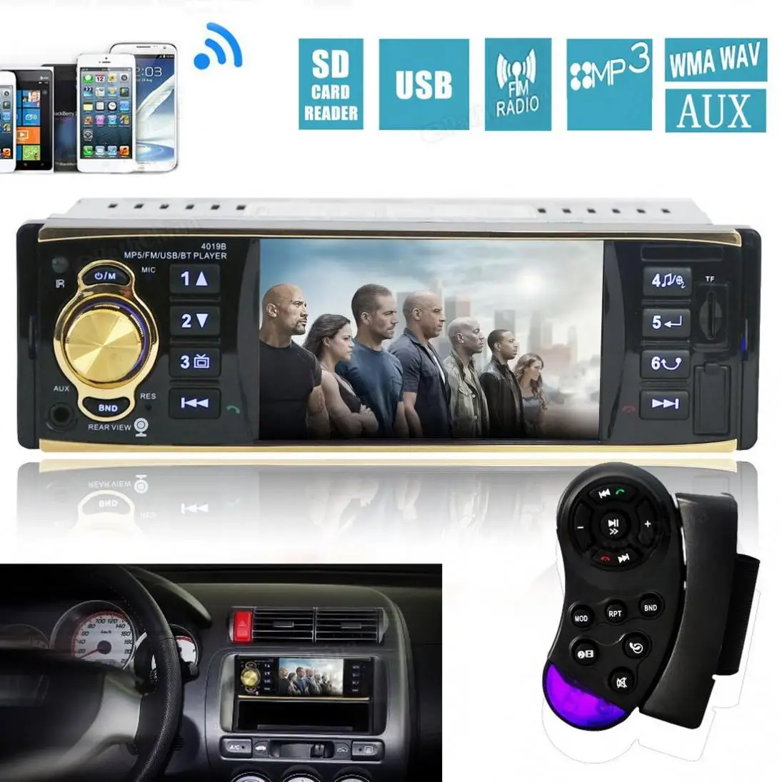 

4.1 Inch Car Radio Stereo FM Aux Input Receiver SD USB 12V In-dash 1 din Car MP3 MP4 USB Multimedia Autoradio Player