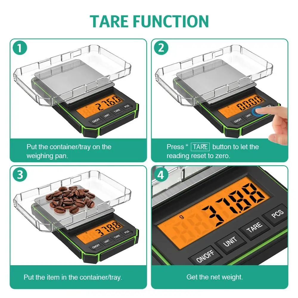 B&aacute;scula Digital electr&oacute;nica multifunci&oacute;n de alta precisi&oacute;n, balanza de cocina para alimentos de 0,05g-300g, con pantalla LCD-1
